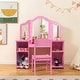 preview thumbnail 14 of 16, Gymax Kids Vanity 2 in 1 Princess Makeup Desk & Chair Set Safe