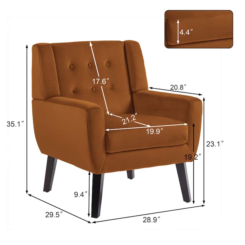 2 Set Modern Accent Chair Velvet Armchair