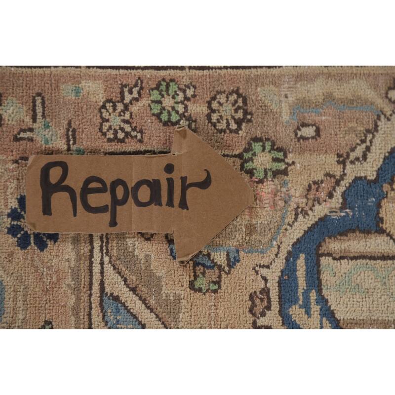 Hand Knotted Oriental 100% Wool Carpet Traditional Floral Brown Kashmar Area Rug - 10' 9'' X 7' 11''