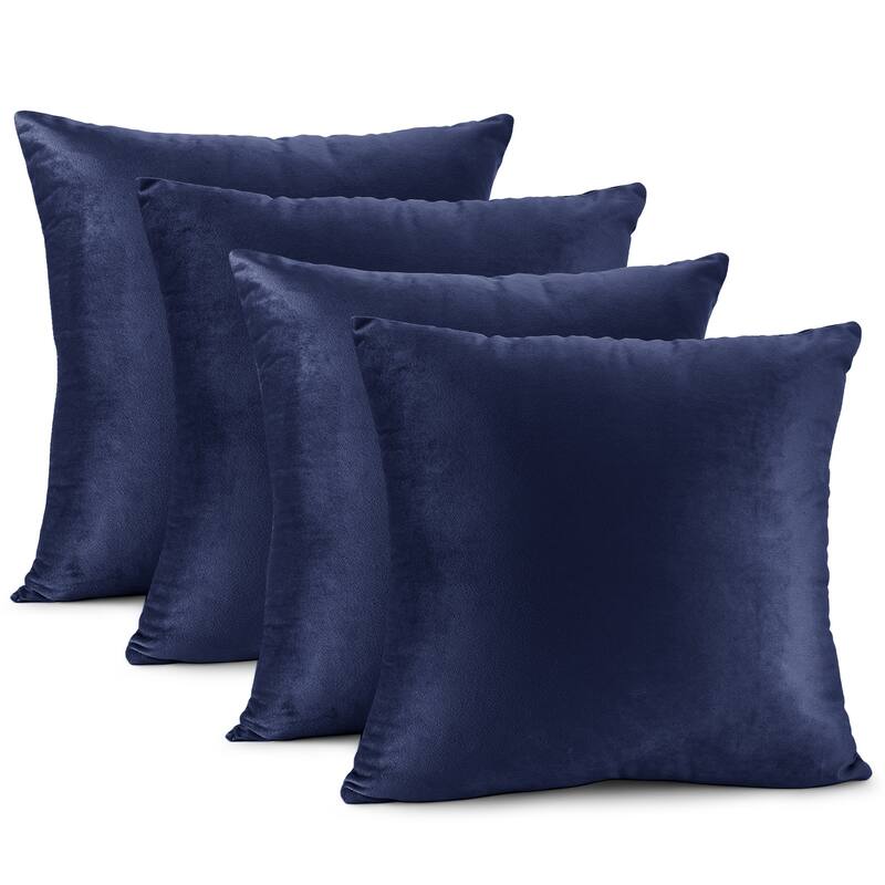 Nestl Solid Microfiber Soft Velvet Throw Pillow Cover (Set of 4) - 24" x 24" - Royal Blue