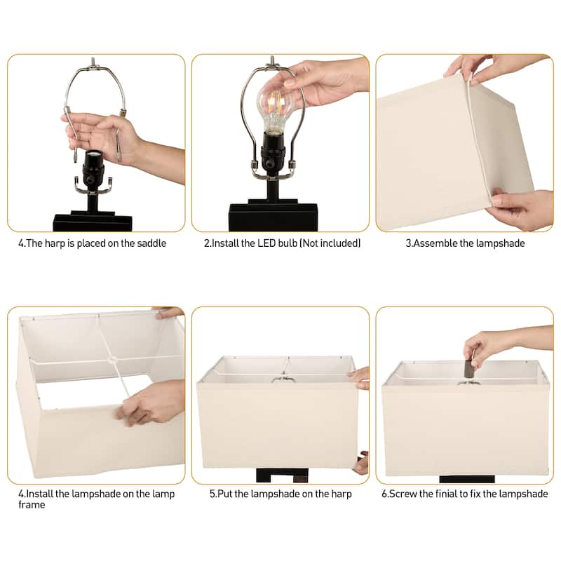 2 Set Modern Ceramic 22.5"H Nightstand Table Lamp