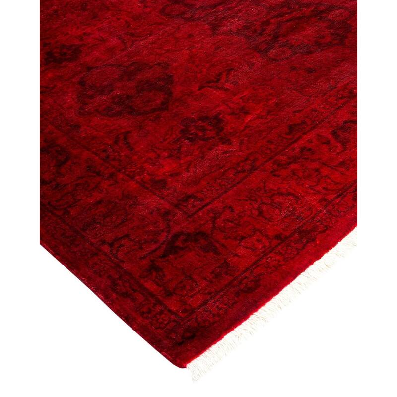 Overton Hand Knotted Wool Vintage Inspired Modern Contemporary Overdyed Red Area Rug - 4' 1" x 6' 2"