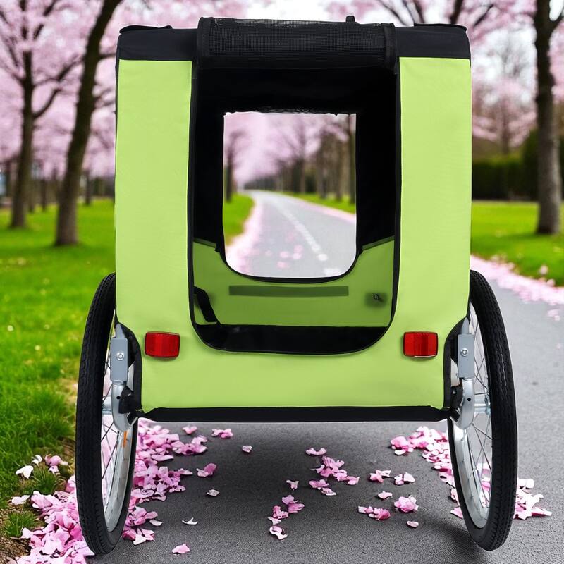 Folding Dog Bike Trailer 66LB Capacity - All-Terrain Pet Carrier with Steel Frame, Rain Cover & Mesh Windows