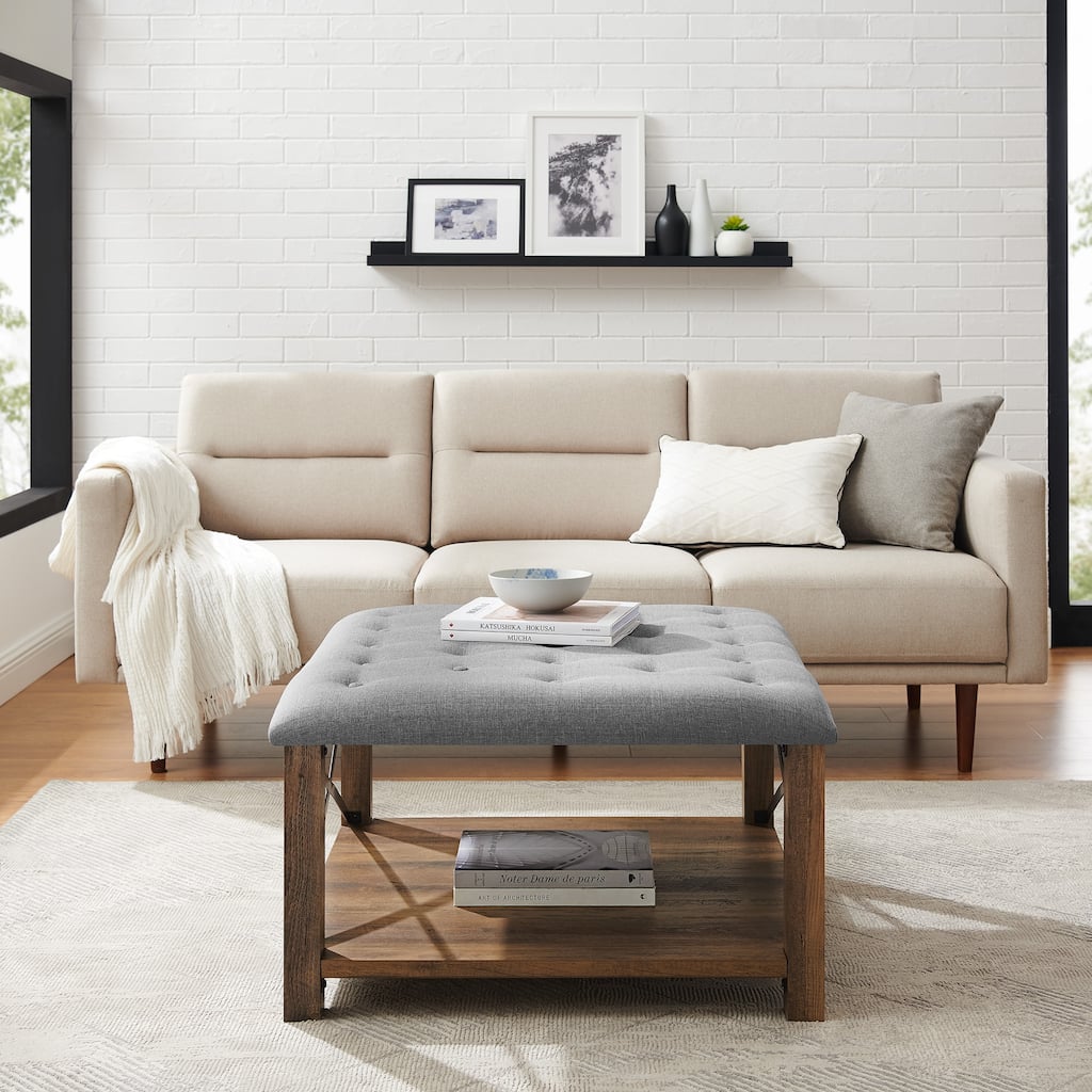 Walker Edison 30-inch Square Tufted Seat Ottoman