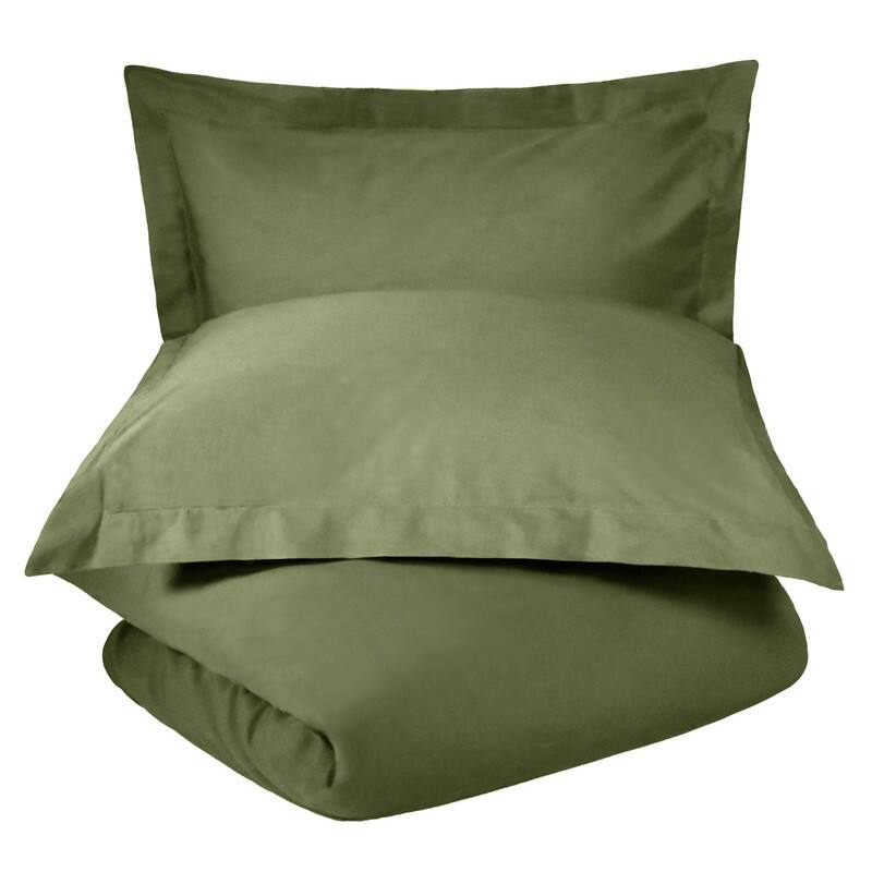 Superior 300-Thread Count Cotton Percale Duvet Cover Set - Sage - Twin