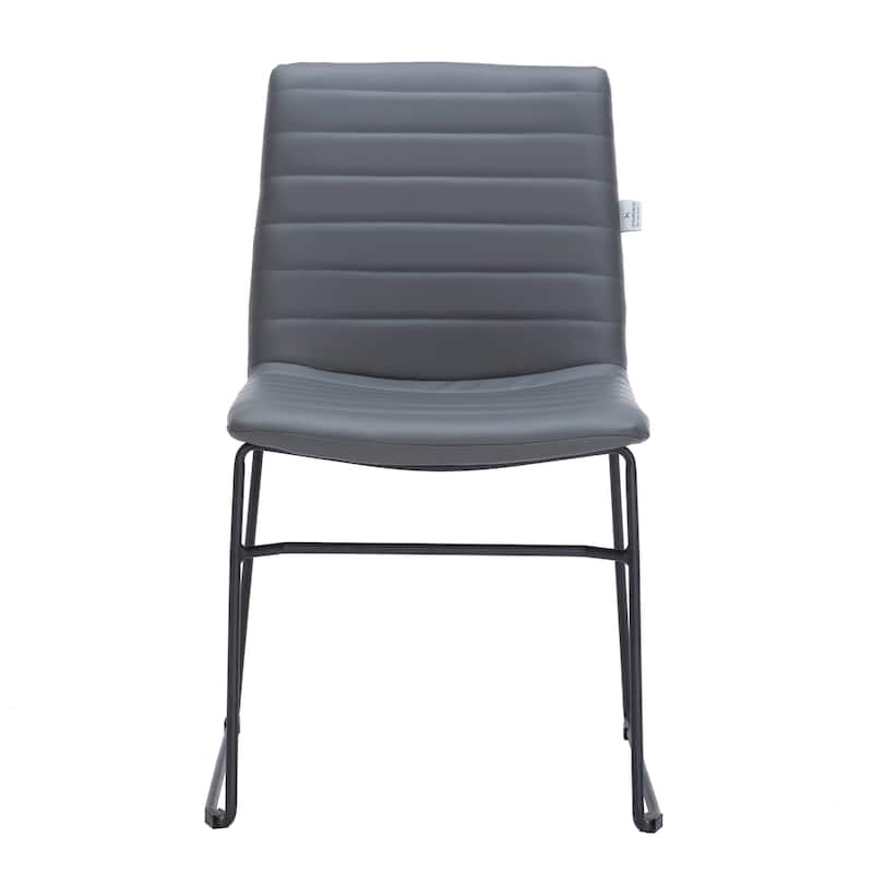 Zylar Modern Leather Guest Chair with Lumbar Support, Stainless Steel Base, High-Density Foam, Floor Protectors, 300 lb Capacity