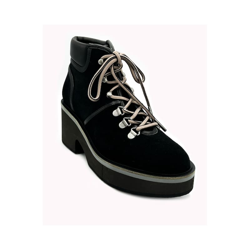 Clergerie Atlas Suede Lace Up Boot - 36.5 FR/6 US - Black