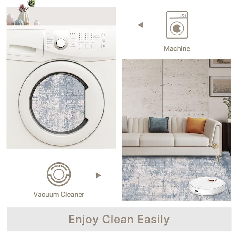 Mcow Abstract Harmony Collection Abstract Low-Pile Washable Area Rug - 8' x 10'