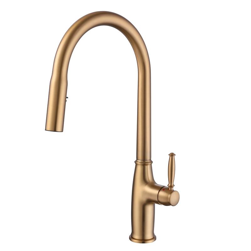Brushed Golld Single Handle Pull Down Kitchen Faucet