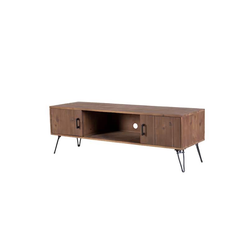 ​Industrial Wood TV Stand with 2 Storage Cabinets and Storage Shelf for Living Room Loft and Studio​