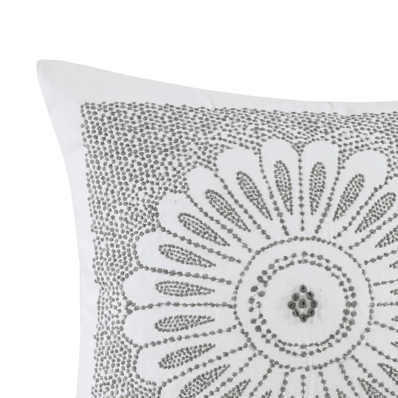 INK+IVY Sofia Cotton Embroidered Decorative Square Pillow