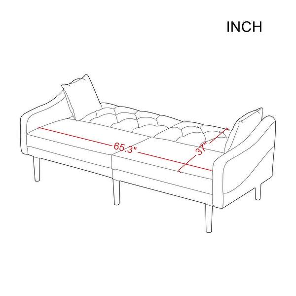 Futon Sofa Bed Convertible Couch Bed with Armrests, Modern Living Room