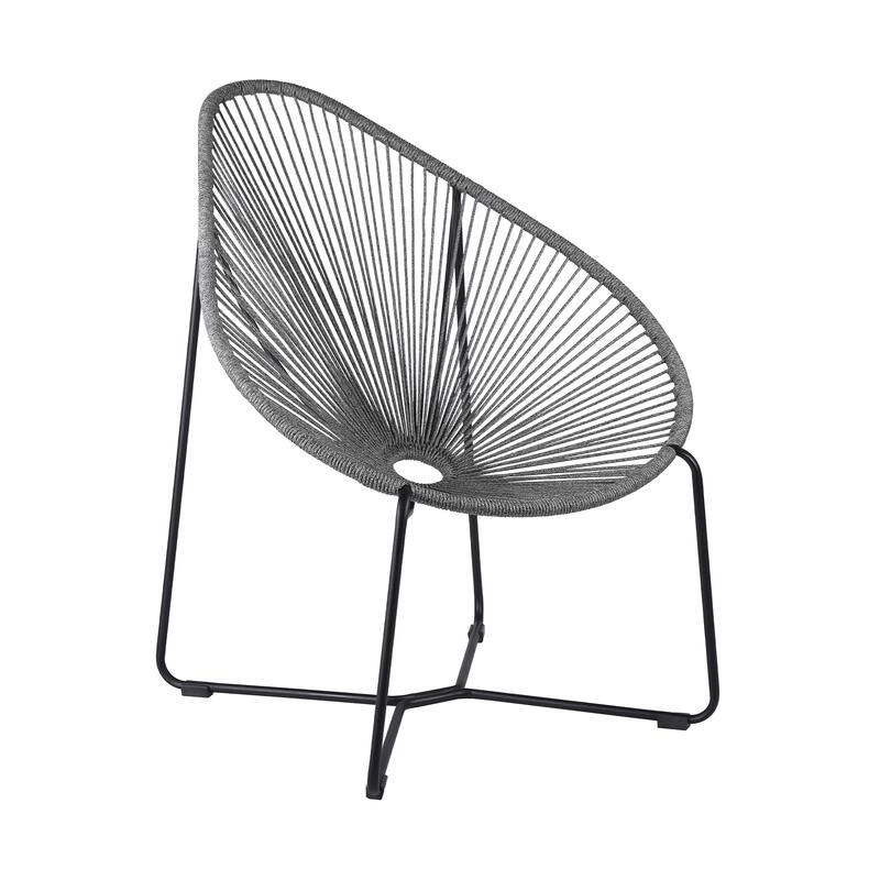 Acapulco Indoor Outdoor Steel Papasan Lounge Chair - Black
