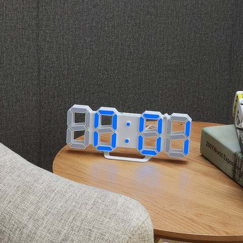 Modern Unique Design 3D Digital Alarm Clock Blue