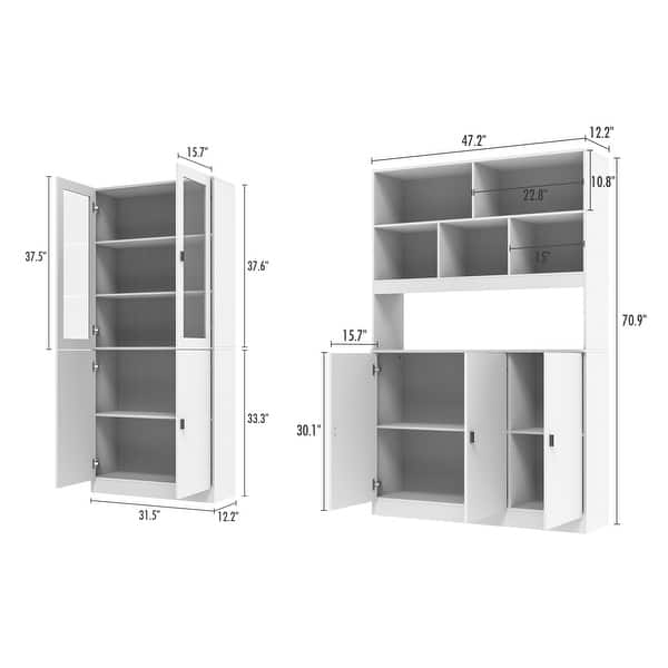 dimension image slide 1 of 4, Combined BookShelves Kitchen Cabinet Display Cabinet Pantry Bookcase