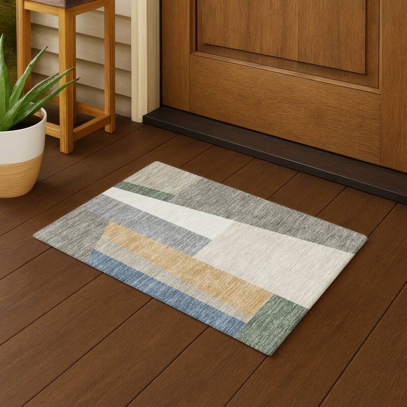 Machine Washable Indoor/ Outdoor Contemporary Jolie Chantille Rug - Taupe - 1'8" x 2'6"
