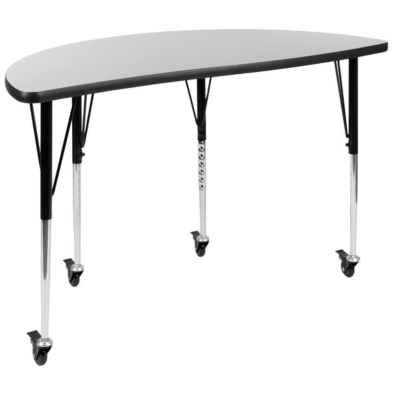 Mobile 47.5" Circle Wave Flexible Activity Table - 16" Student Stack Chairs