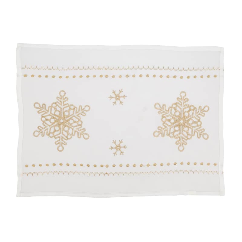 Sophisticated Snowflake Placemat with Intricate Embroidery (Set of 4)
