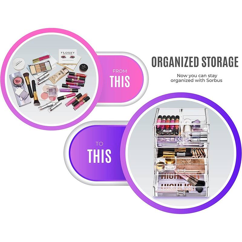 Sorbus New Cosmetics and Jewelry Big Storage Case Display - 4 large, 2 small drawers - 9.50" L x 6.25" W x 11.25" H