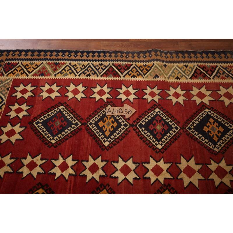 Kilim Qashqai Persian Vintage Area Rug Flatweave Wool Carpet - 5'9" X 8'1"