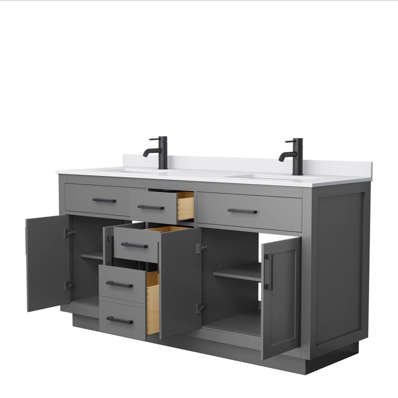 Beckett TK 66-inch Double Vanity, Cultured Marble Top