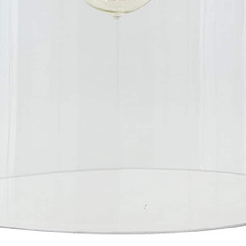 Inverted U Glass Pendant Light with Wood Finial Crown Top, Brown and Clear