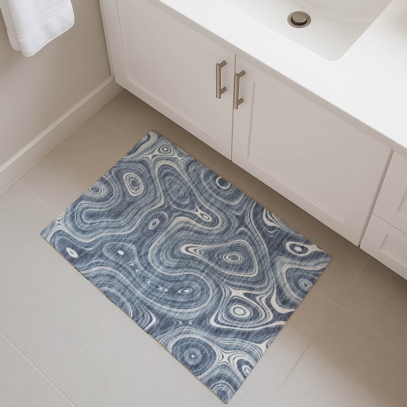 Premium Washable Super Soft Contemporary Alfa Mayfield Rug - Blue - 1'8" x 2'6"