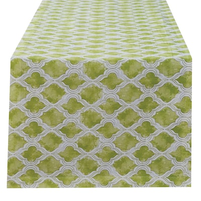 Split-P Watercolor Geo Green Table Runner - 15" x 72"