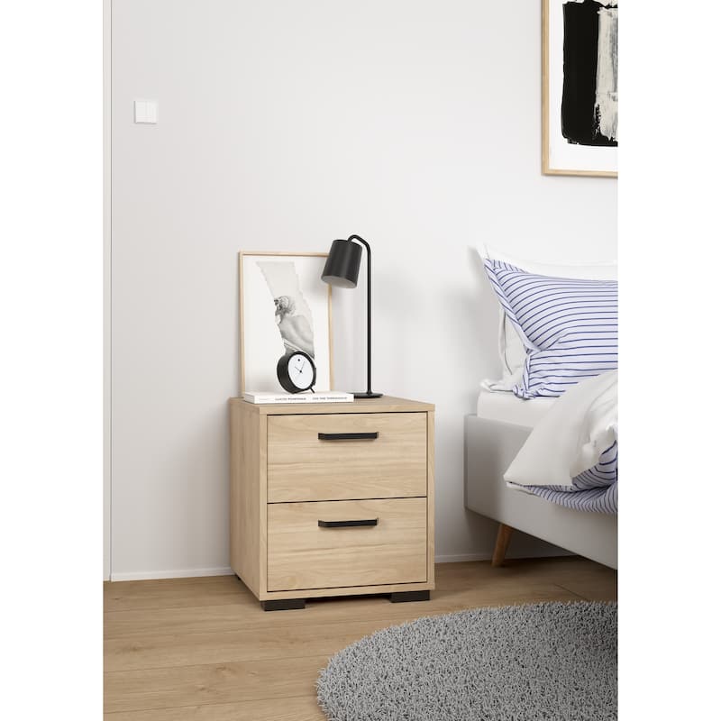 Porch & Den Sofia 2 Drawer Nightstand, Jackson Hickory