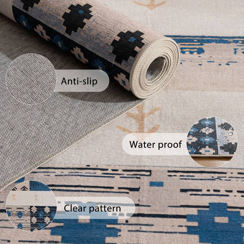 Soft and Non-Slip Machine-Washable Foldable Multi-Use Area Rug