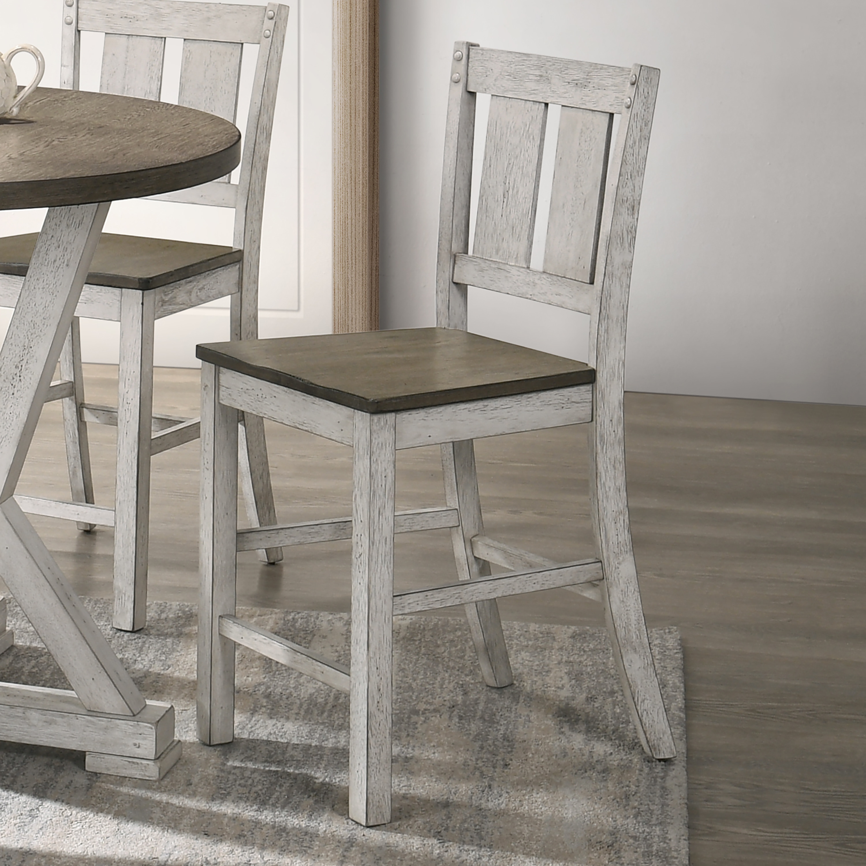 Furniture of America Theile Rustic Wood Counter Height Chairs, (Set of 2)