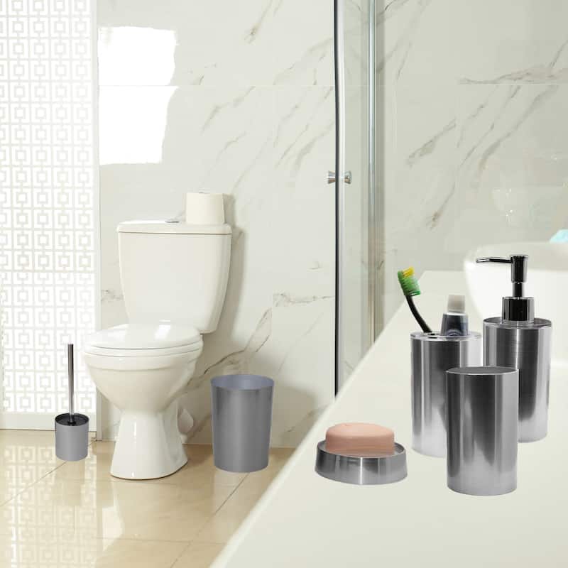 Brushed Aluminum Bath Tumbler Cup Holder or Toothbrush Holder NOUMEA - Silver - 12 Fl oz