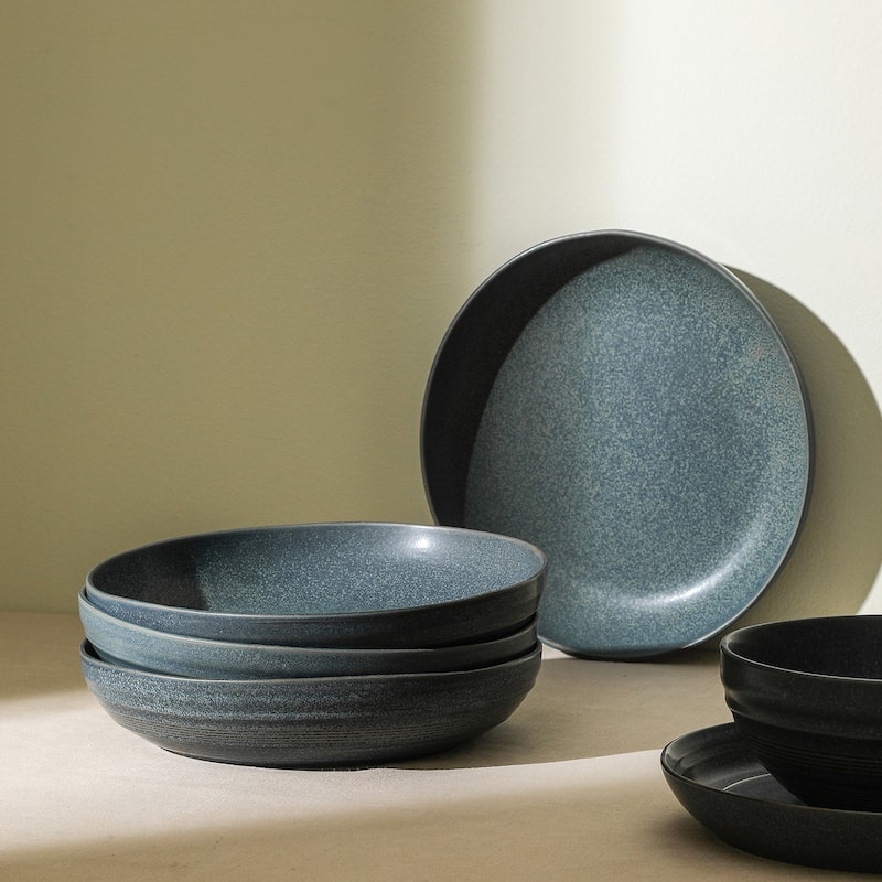 Stone Lain Elio Stoneware Pasta Bowl Set - 4 Piece - Blue