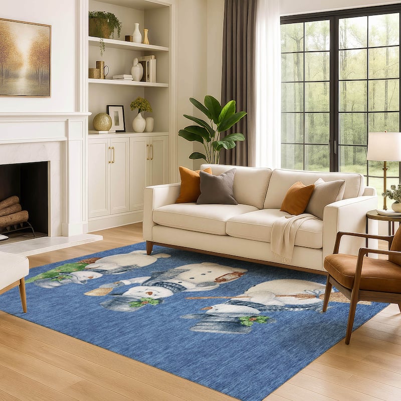 Premium Washable Super Soft Winter Holiday Snowman Mayfield Rug