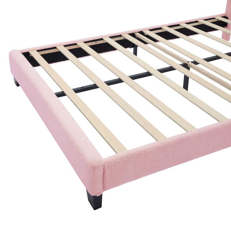 Upholstered bed with LED lights