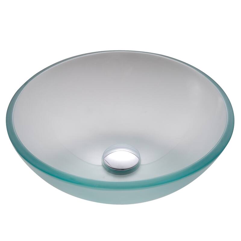 Kraus 14" Frosted Glass Vessel Bathroom Sink - Includes Pop-Up Drain