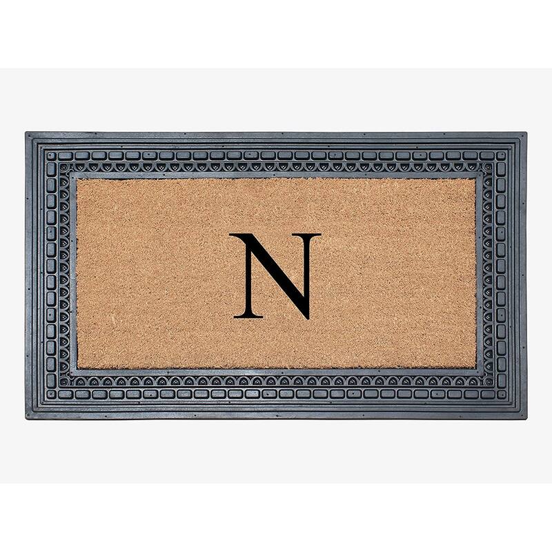 A1HC Rubber and Coir, 24" X 39" Heavy Duty Outdoor Monogrammed Doormat - Monogrammed N