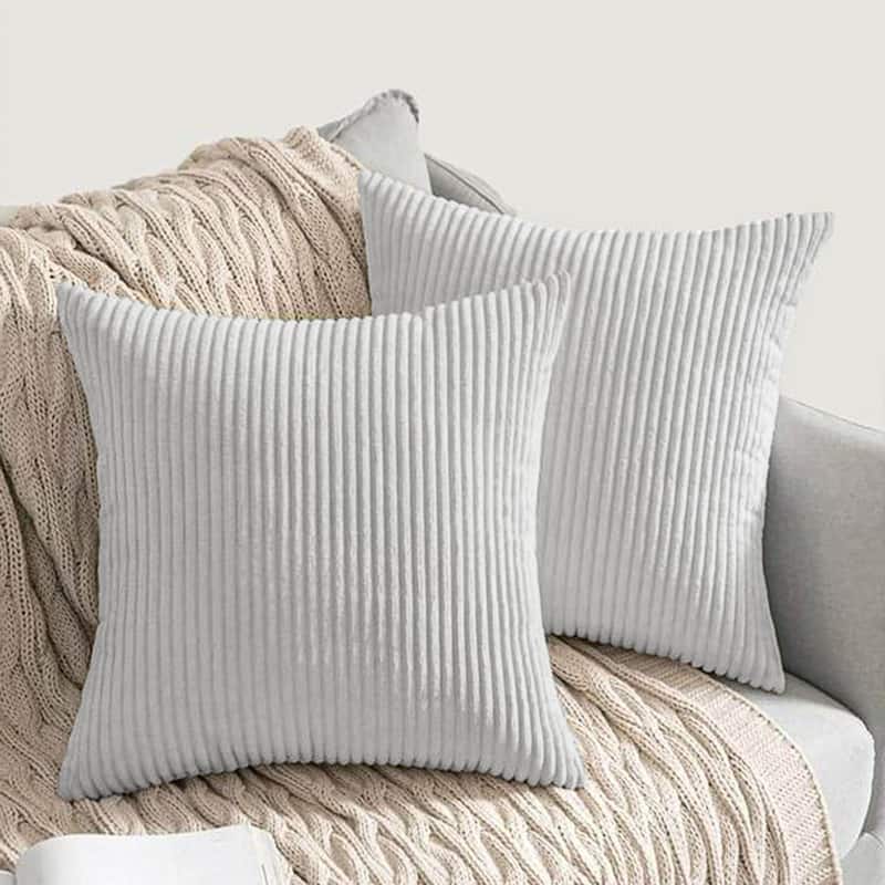 Set of 2 Decorative Corduroy Throw Pillows for Couch & Bed