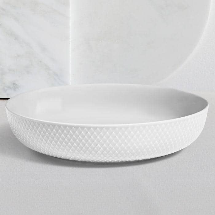 Lyngby Porcelæn Rhombe Serving Bowl, White - Ø: 11.2"
