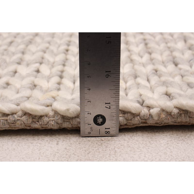 ECARPETGALLERY Braid weave Sienna Silver Wool Rug - 2'3 x 8'0