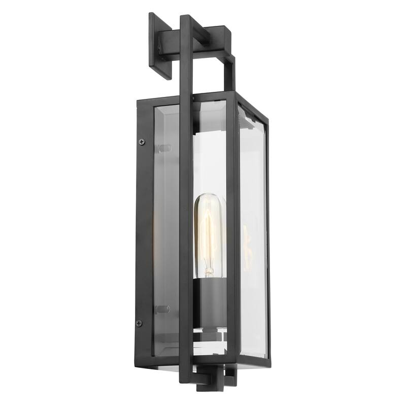 Exhibit 1 Light Medium Wall Lantern Matte Black Finish with Clear Beveled Glass
