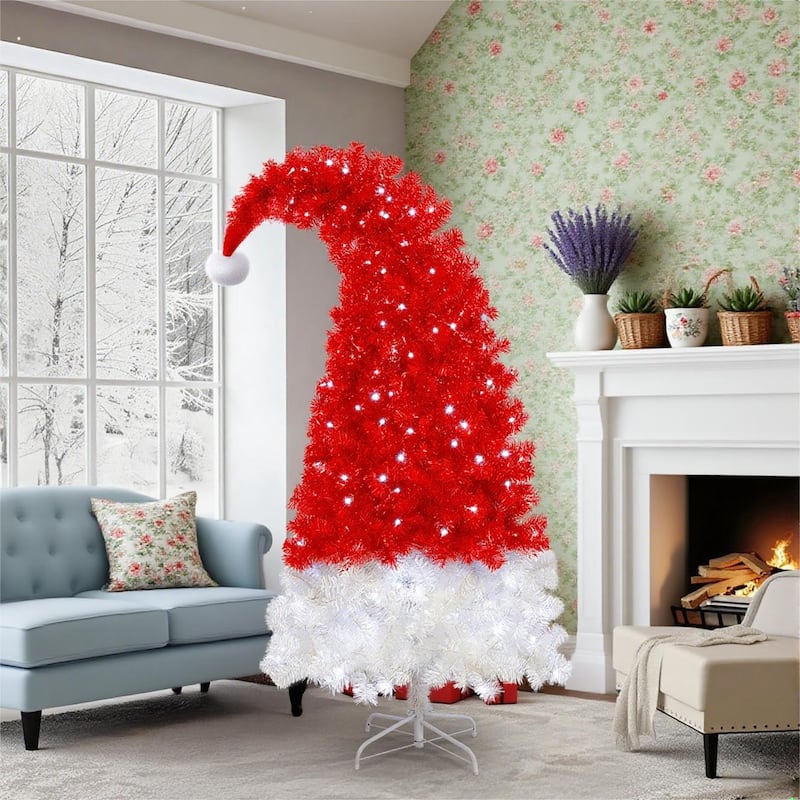 6FT Santa's Hat Shape Artificial Whimsical Xmas Tree with 1050 Tip - N/A