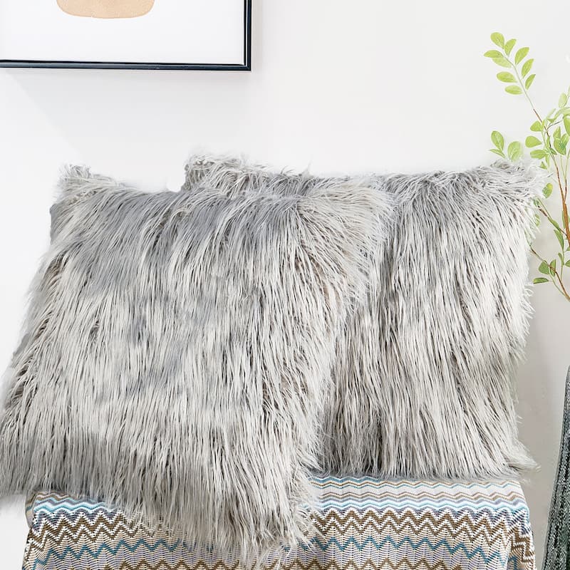 Karenne FauxFur Throw Pillow Covers (Set of 2), NO INSERT