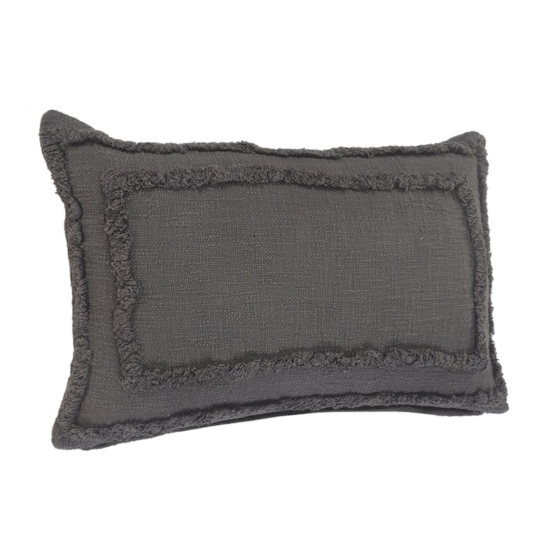 HomeRoots 16" X 24" Dark Gray 100% Cotton Geometric Zippered Pillow