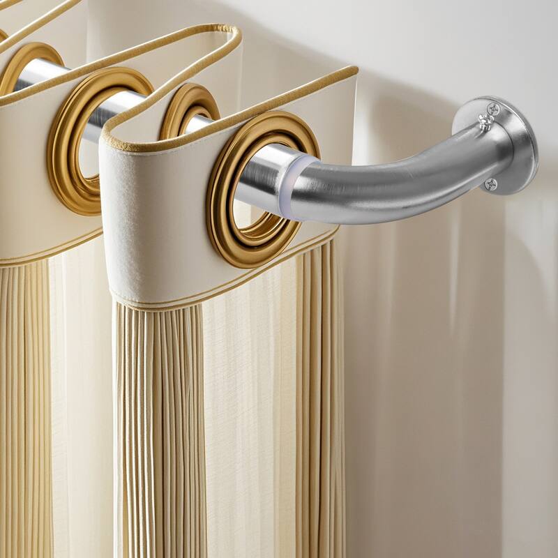 Meriville 1-Inch Diameter Wrap Around Blackout Curtain Rod, Round Base