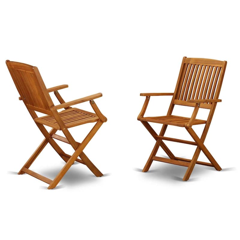 Folding Acacia Wood Armchairs - Set of 2 Outdoor Patio Chairs - 35.2