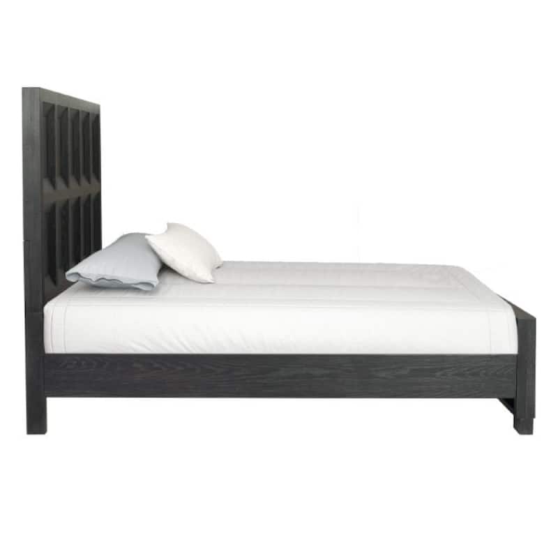 Kizie King Bed, Classic Recessed Panel, Weathered Black Solid Wood