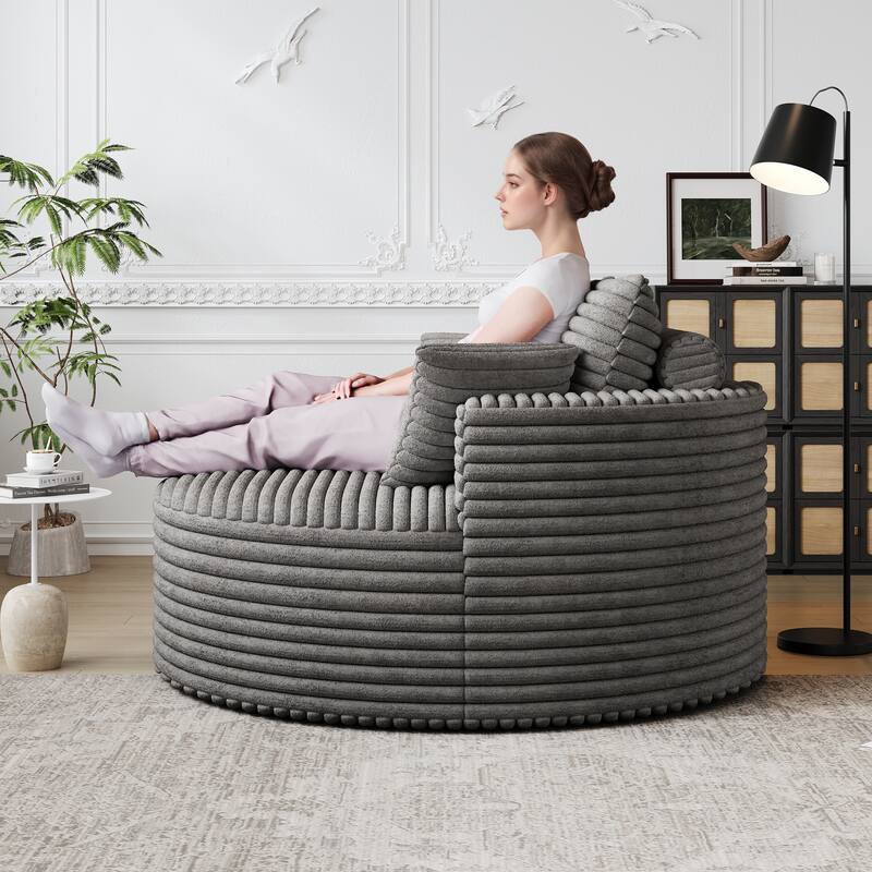 50"L Corduroy Sponge Single Sofa,No Assembly Required,Fluffy Modern Sleeper Chair (Not A Swivel Chair)