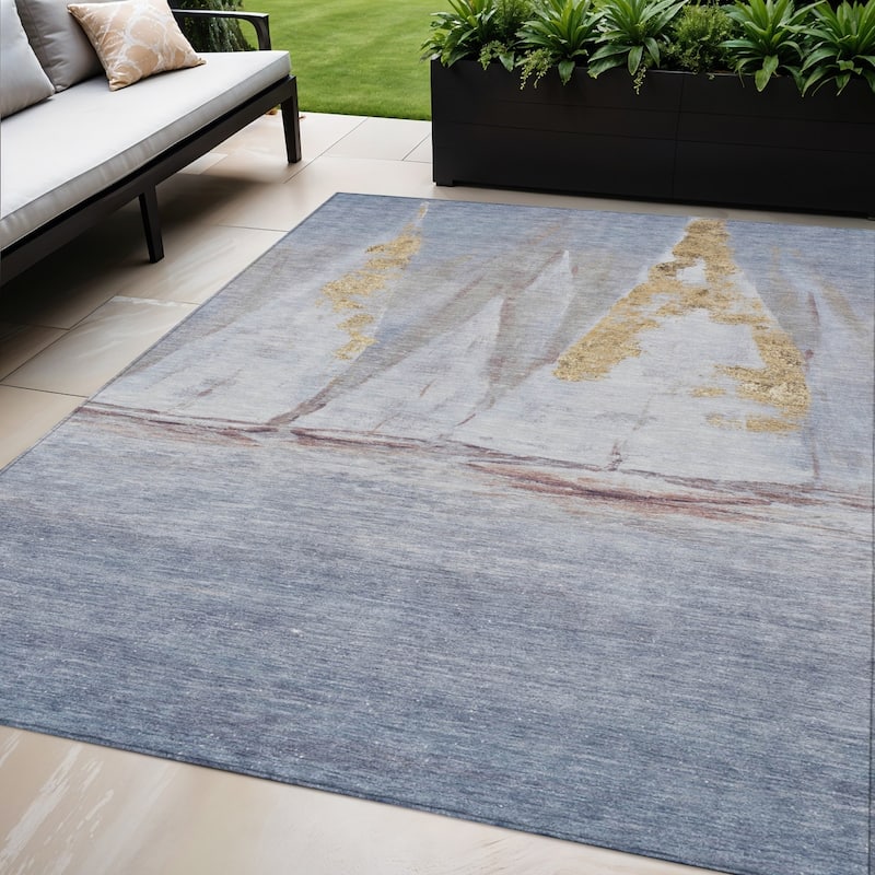 HomeRoots Nautical Transitional Rectangle Outdoor Rug - 5' X 8'