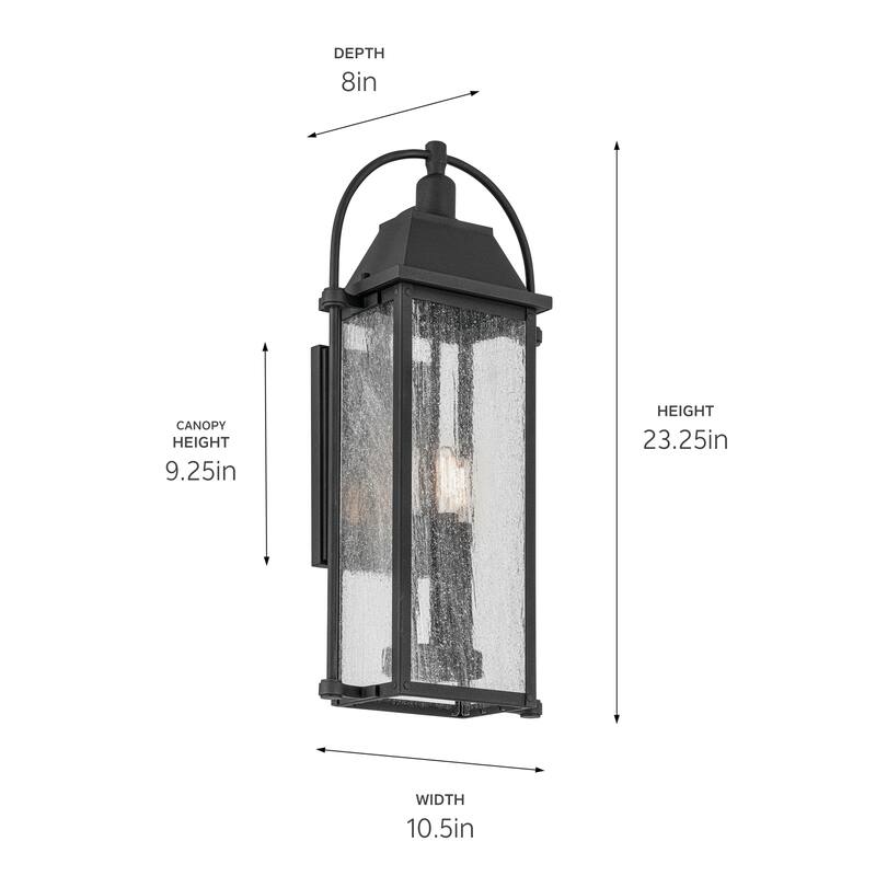 Kichler Lighting Harbor Row 3-Light Textured Black Outdoor Wall Sconce - 23.25 in